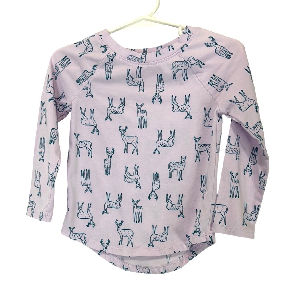 Kids Deer Print Long Sleeve Shirt Pink Size‎ 2T